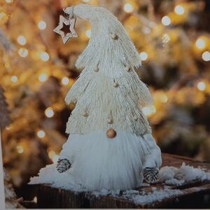 12" Snowy Gnome With Star Embellished Hat Artificial Table Decor New In Box
